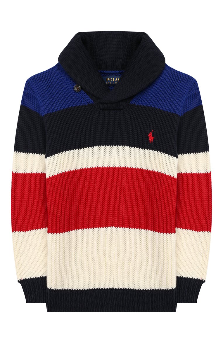 Детский хлопковый свитер POLO RALPH LAUREN разноцветного цвета, арт. 322736870 | Фото 1 (Материал внешний: Хлопок; Рукава: Длинные; Статус проверки: Проверена категория, Проверено; Мальчики Кросс-КТ: Свитер-одежда)