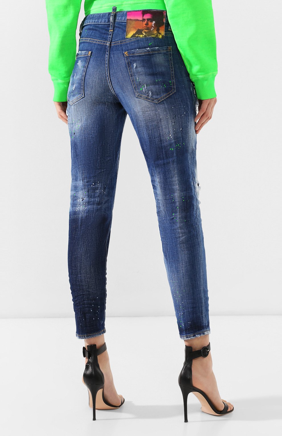 Джинсы c потертостями DSQUARED2 синего цвета по цене 58400 руб., арт. S75LB0093/S30342, фото 4 Джинсы c потертостями DSQUARED2, арт. S75LB0093/S30342, фото 4