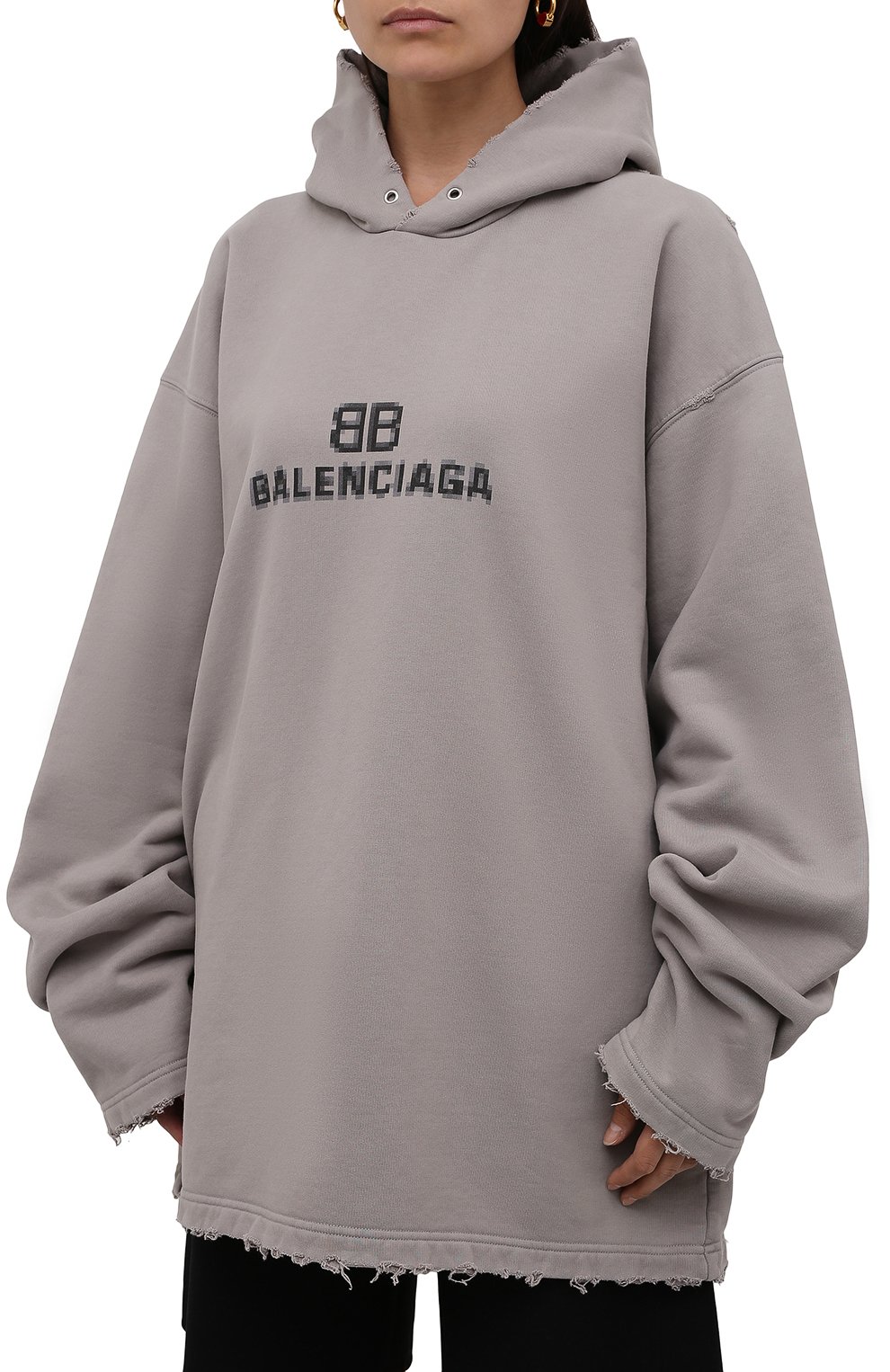 Хлопковое худи BALENCIAGA серого цвета по цене 92650 руб., арт. 661711/TKVF6, фото 3 Хлопковое худи BALENCIAGA, арт. 661711/TKVF6, фото 3
