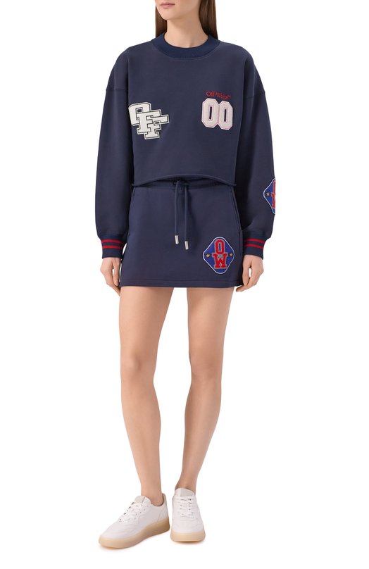 Хлопковая юбка Off-White 0WCK006S26FLE001 Синий  0WCK006S26FLE001 Фото 2