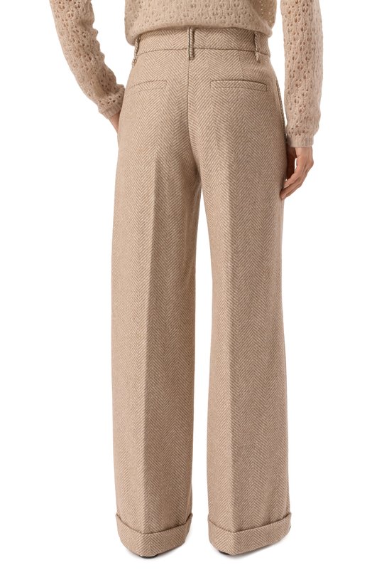 Шерстяные брюки Brunello Cucinelli MQ474P8492 Бежевый  MQ474P8492 Фото 4