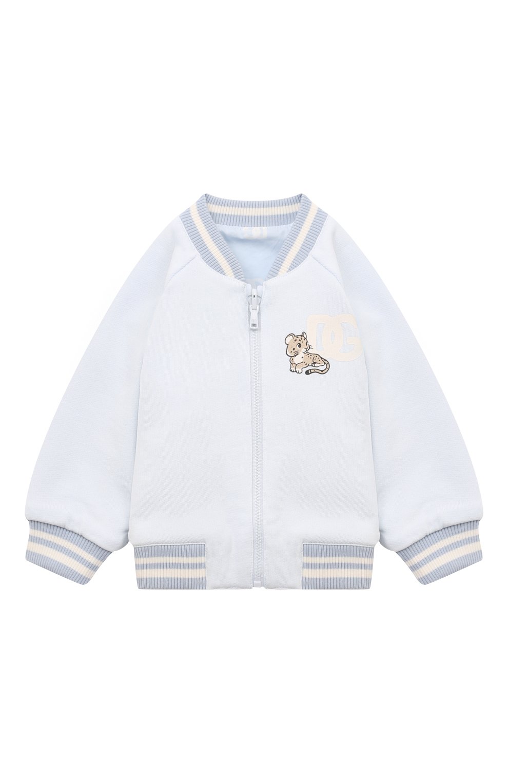 Хлопковый бомбер DOLCE & GABBANA голубого цвета по цене 48250 руб., арт. L1JWKW/G7N2X, фото 1 Хлопковый бомбер DOLCE & GABBANA, арт. L1JWKW/G7N2X, фото 1