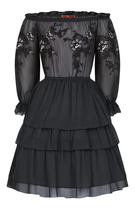 Платье из хлопка и шелка Ermanno Scervino D484Q621XYR Чёрный D484Q621XYR