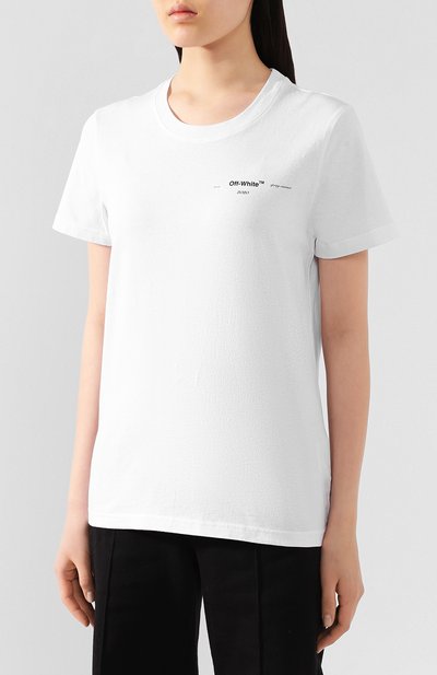 Хлопковая футболка OFF-WHITE белого цвета по цене 25500 руб., арт. 0WAA049S20JER0100184, фото 3 Хлопковая футболка OFF-WHITE, арт. 0WAA049S20JER0100184, фото 3