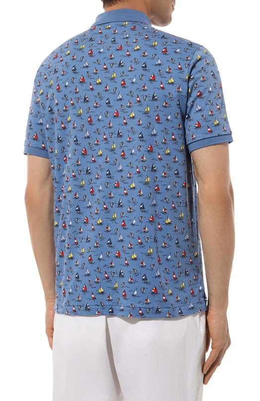 Хлопковое поло Polo Ralph Lauren Голубой, фото 4
