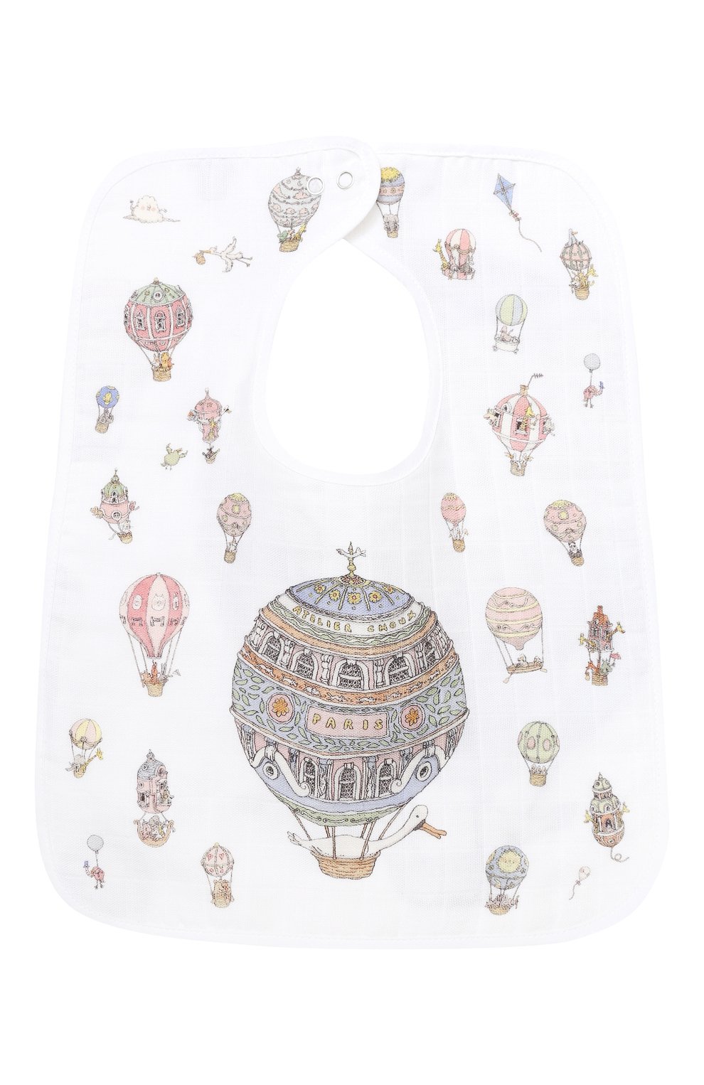 Хлопковый нагрудник ATELIER CHOUX белого цвета по цене 2130 руб., арт. LARGE BIB H0T AIR BALL00NS, фото 1 Хлопковый нагрудник ATELIER CHOUX, арт. LARGE BIB H0T AIR BALL00NS, фото 1