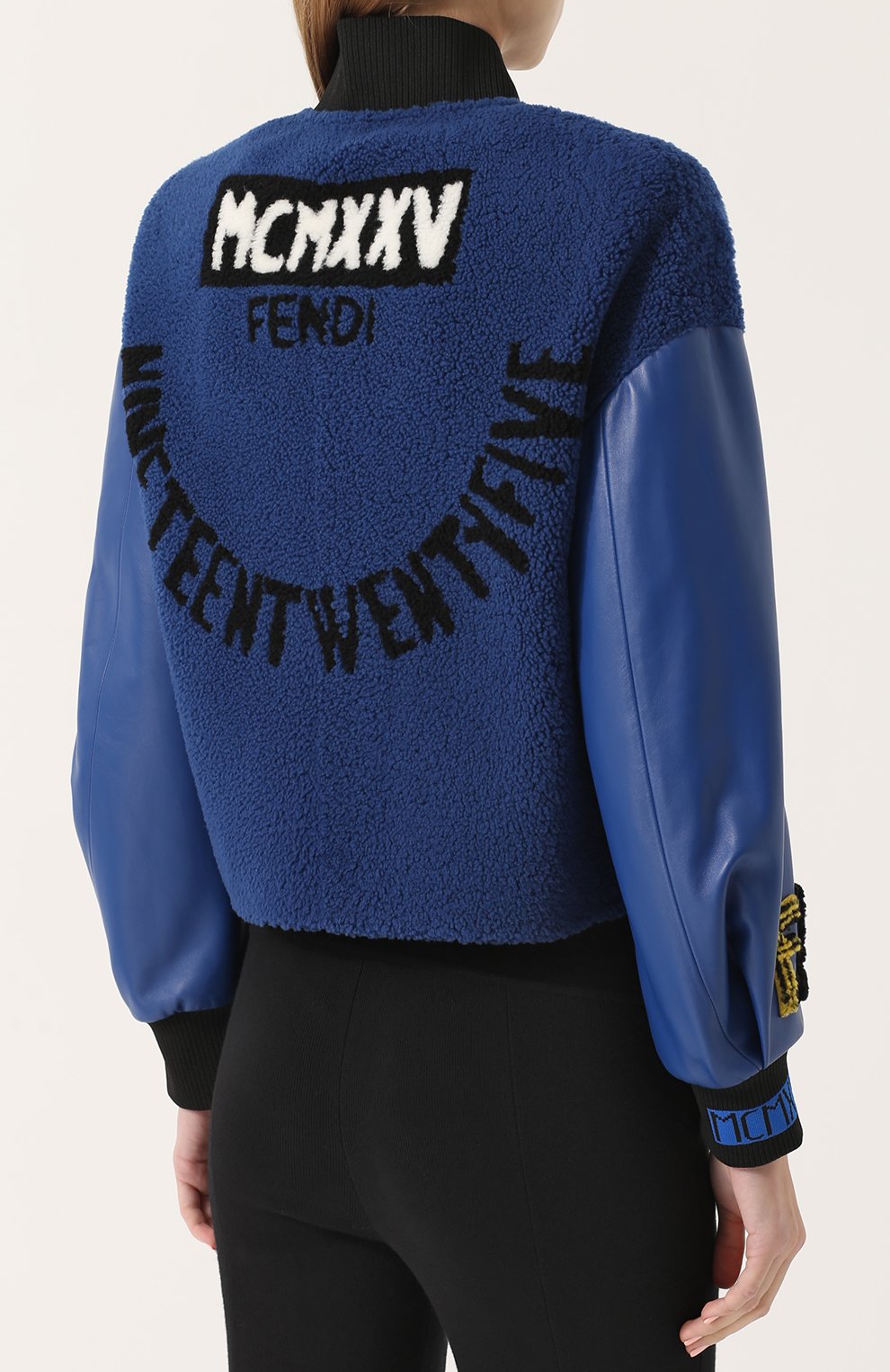 Бомбер из овчины с кожаными рукавами FENDI, арт. FM5160/40R, фото 4