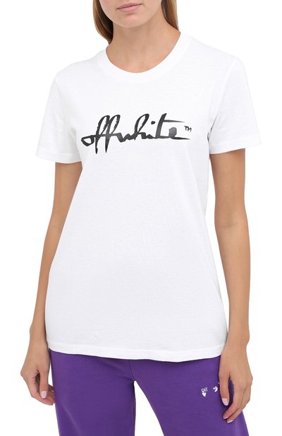 Хлопковая футболка OFF-WHITE белого цвета по цене 27150 руб., арт. 0WAA049E20JER0070110, фото 3 Хлопковая футболка OFF-WHITE, арт. 0WAA049E20JER0070110, фото 3