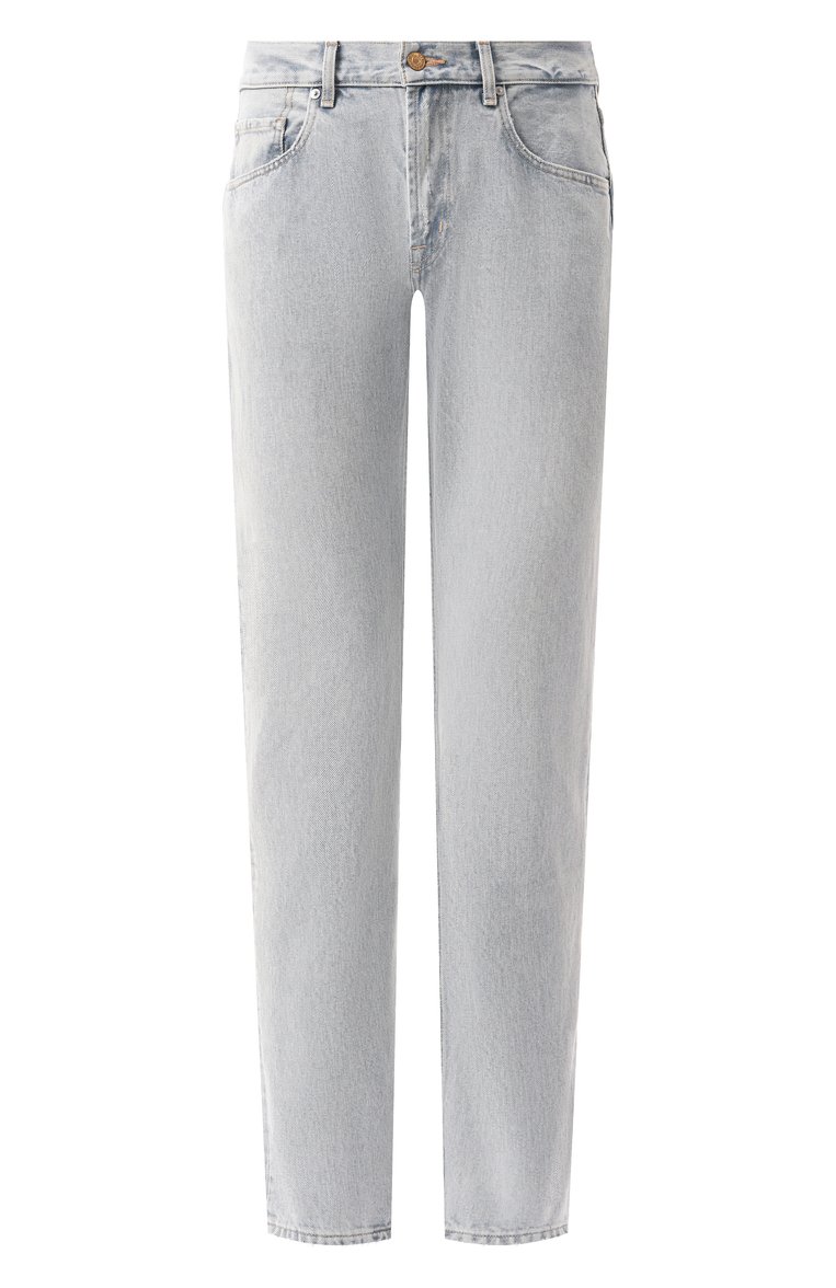 Мужские джинсы straight 7 FOR ALL MANKIND голубого цвета, арт. JSSCE180CS | Фото 1 (Длина (брюки, джинсы): Стандартные; Кросс-КТ: Деним; Материал внешний: Деним, Хлопок; Силуэт М (брюки): Прямые; Стили: Повседневный; Автоматизация ТО: Проставлено; Автоматизация состава: Проставлено; Детали: Делаве)