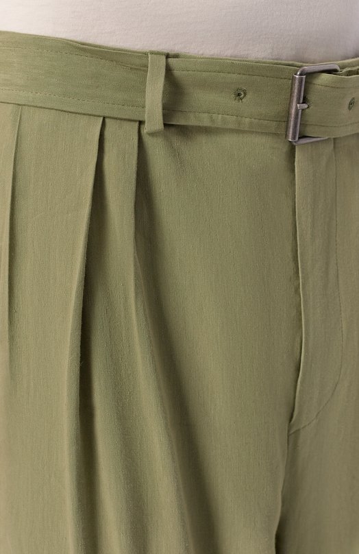 Брюки изо льна и вискозы Dries Van Noten 020952/3237 Зелёный  020952/3237 Фото 5