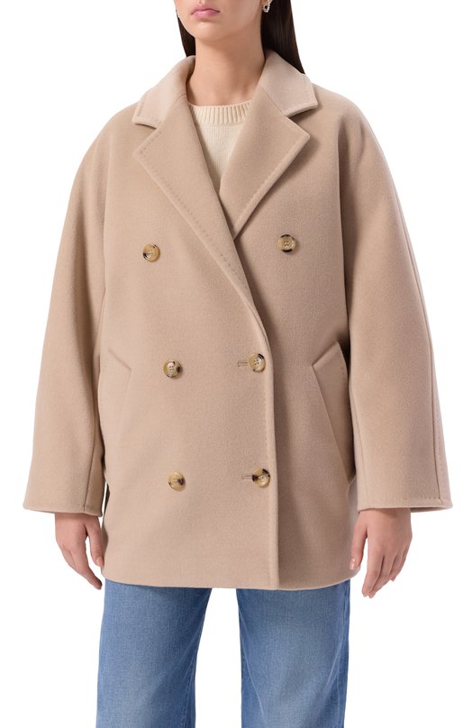 Пальто из шерсти и кашемира Max Mara REBUS Бежевый  REBUS Фото 3