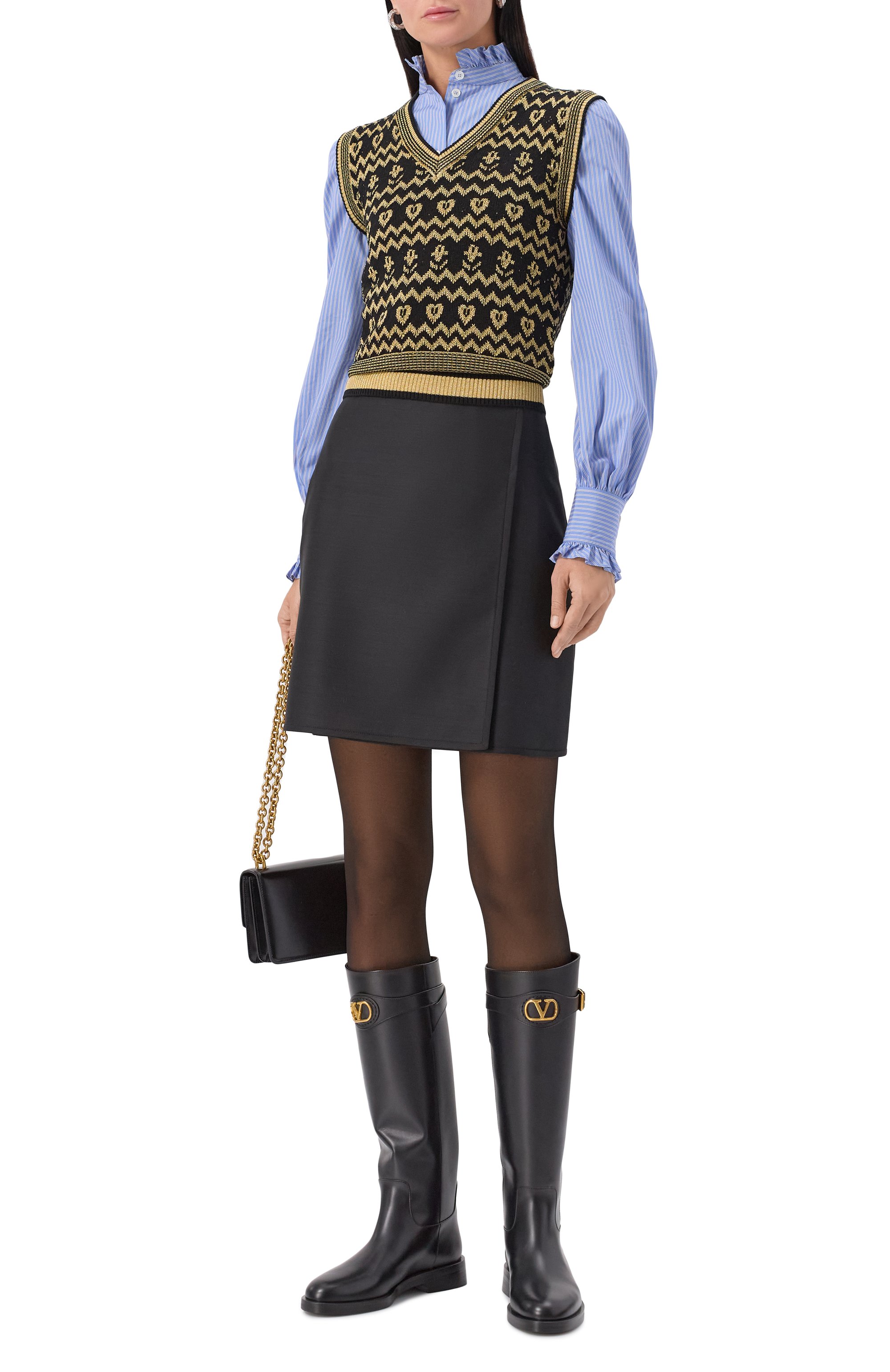 Кожаные сапоги vlogo signature VALENTINO, арт. 7W2S0MT1/DSH, фото 3