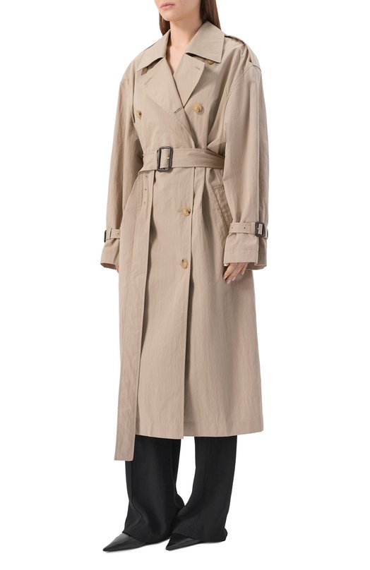 Хлопковый тренч TOTEME 252-WR00197-FB0410 Бежевый  252-WR00197-FB0410 Фото 3