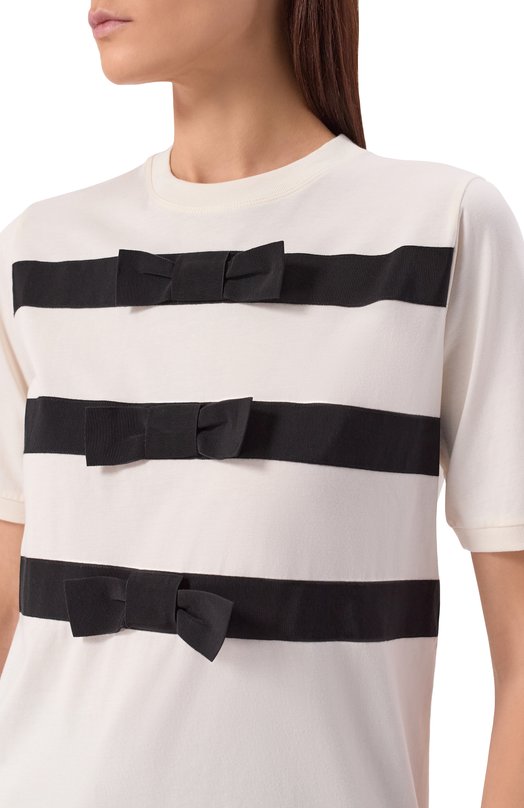 Хлопковая футболка Nina Ricci 26PJT0038/C01094 Кремовый  26PJT0038/C01094 Фото 5