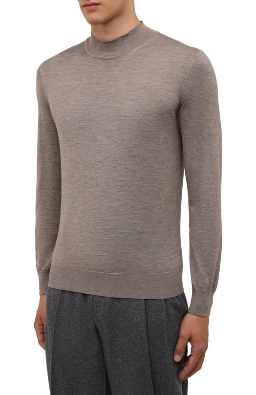 Водолазка из кашемира и шелка Zegna UYJ00/122 Бежевый  UYJ00/122 Фото 3