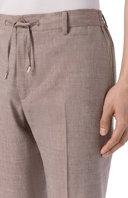 Брюки изо льна и шерсти Stefano Ricci M1T610002H/WL003L Бежевый  M1T610002H/WL003L Фото 5
