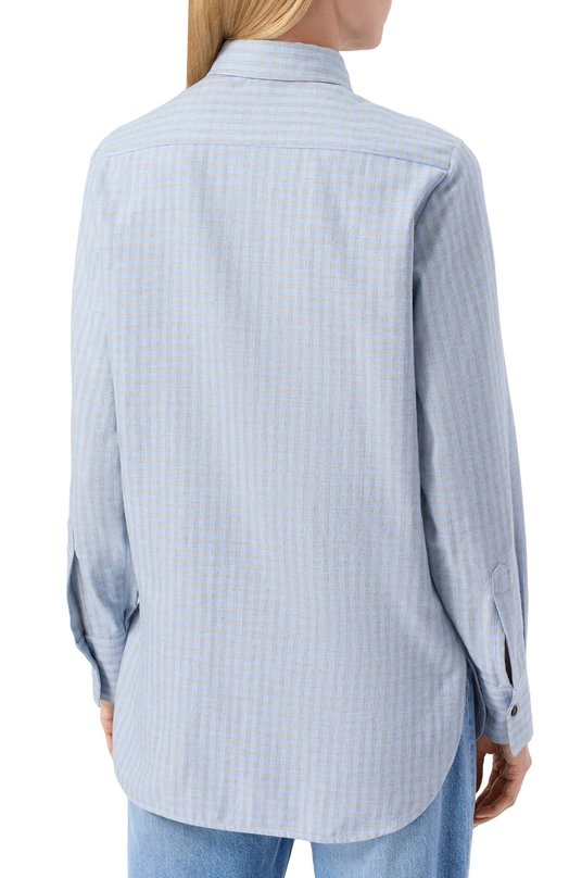 Рубашка из хлопка и кашемира Kiton D52445H0947013 Голубой  D52445H0947013 Фото 4