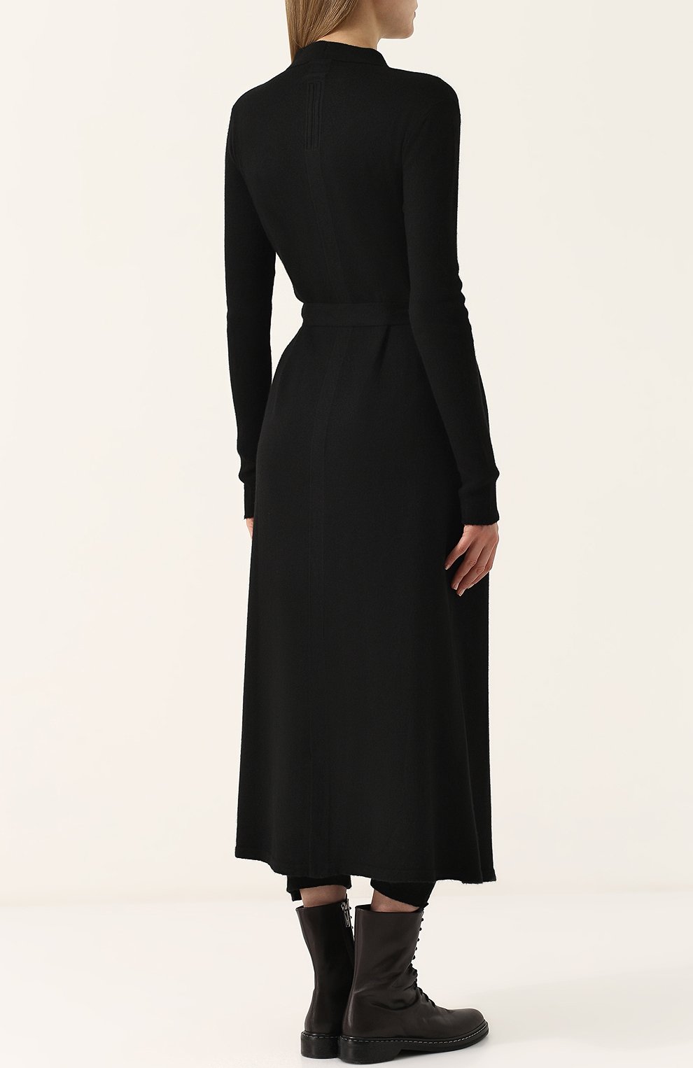 Однотонное кашемировое пальто с поясом RICK OWENS, арт. RP18S8603/WSB, фото 4