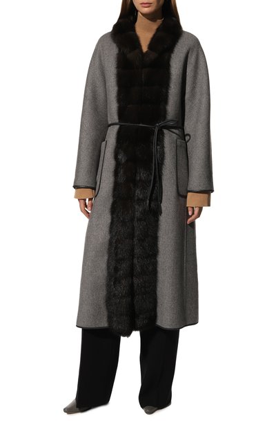 Кашемировое пальто с отделкой из меха соболя SABLEFUR, арт. 72213-SB-03, фото 3