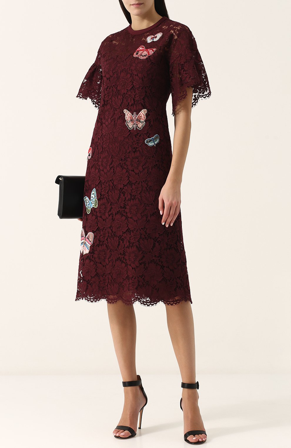 Кружевное платье-миди с отделкой в виде бабочек VALENTINO, арт. PB3VAH70/1EC, фото 2