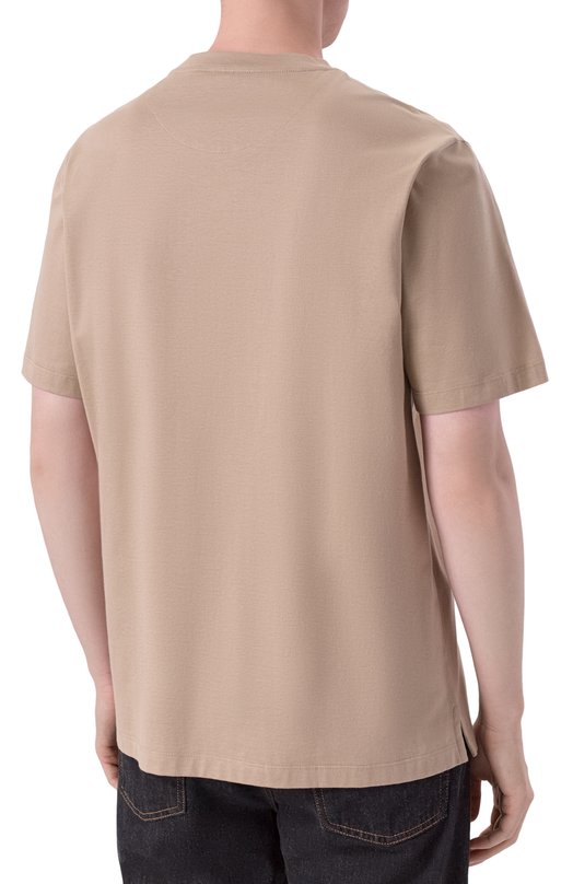 Хлопковая футболка Brioni UJSY0L/0D620 Бежевый  UJSY0L/0D620 Фото 4