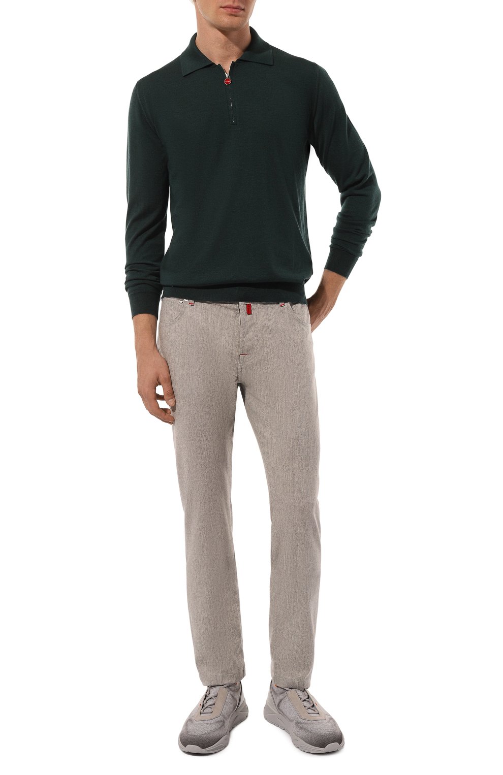 Шерстяные брюки KITON светло-серого цвета по цене 152500 руб., арт. UPNJSK0123E01, фото 2 Шерстяные брюки KITON, арт. UPNJSK0123E01, фото 2