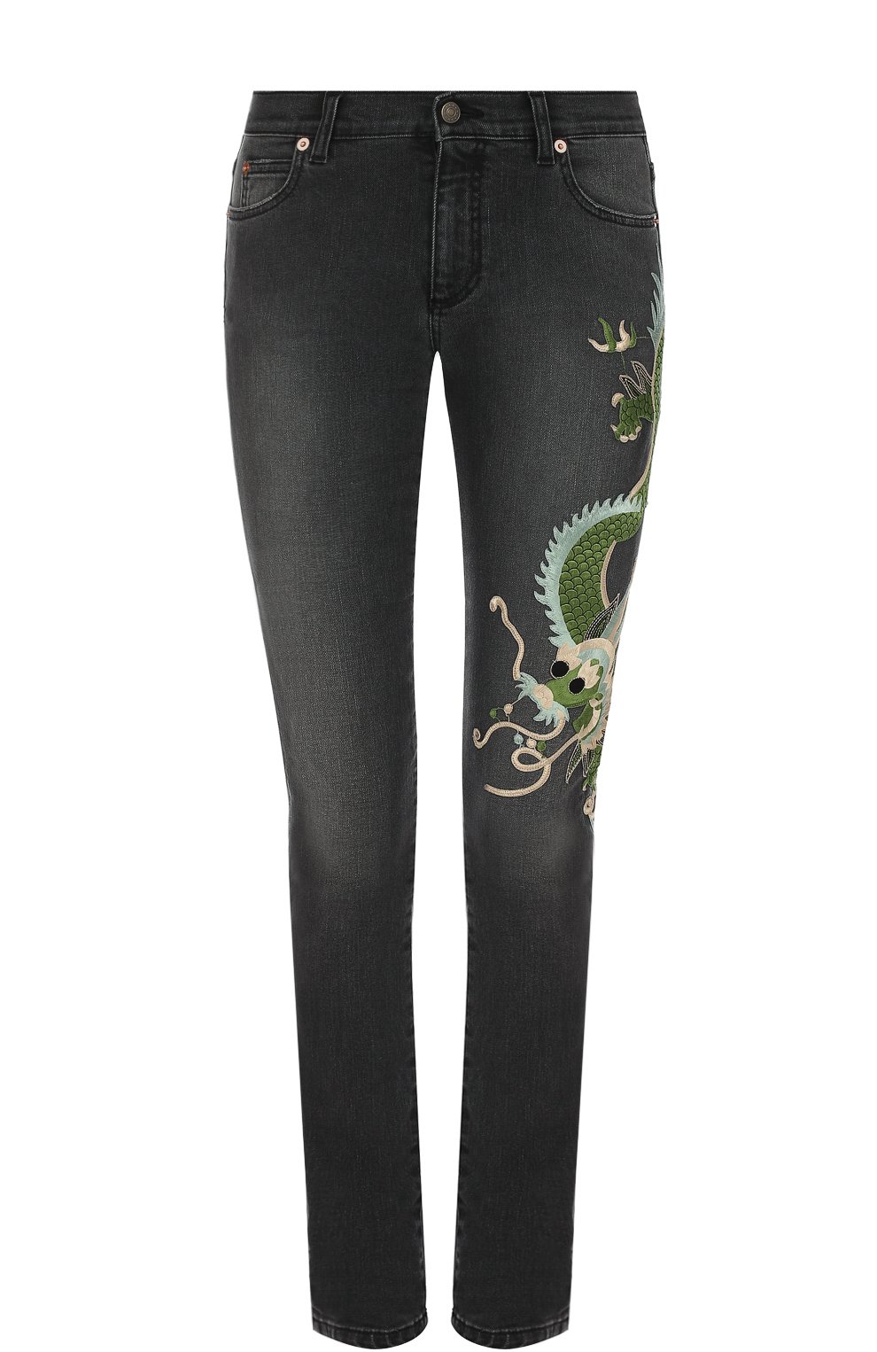 Джинсы прямого кроя с вышивкой в виде дракона GUCCI, арт. 470225/XR627, фото 1