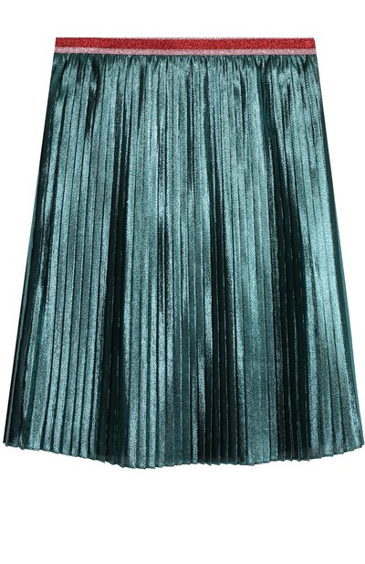 Плиссированная юбка с металлизированной отделкой и контрастным поясом GUCCI, арт. 477835/ZB341, фото 1