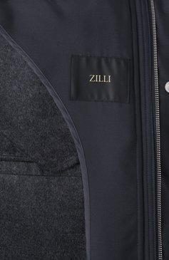 Мужской утепленный бомбер ZILLI темно-синего цвета, арт. B0MB05M200290030U | Фото 8 (Рукава: Длинные; Материал внешний: Шелк, Синтетический материал; Длина (верхняя одежда): Короткие; Драгоценные камни: Проставлено; Материал сплава: Проставлено; Материал подклада: Купро; Кросс-КТ: бомбер; Принт: Без принта; Мужское Кросс-КТ: утепленные куртки; Стили: Кэжуэл)