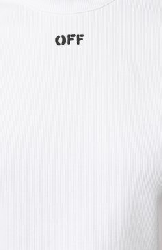 Женская хлопковая футболка OFF-WHITE белого цвета, арт. 0WAA081F23JER001 | Фото 5 (Принт: Без принта; Рукава: Короткие; Материал сплава: Проставлено; Материал внешний: Хлопок; Женское Кросс-КТ: Футболка-одежда; Драгоценные камни: Проставлено; Длина (для топов): Укороченные; Стили: Кэжуэл)