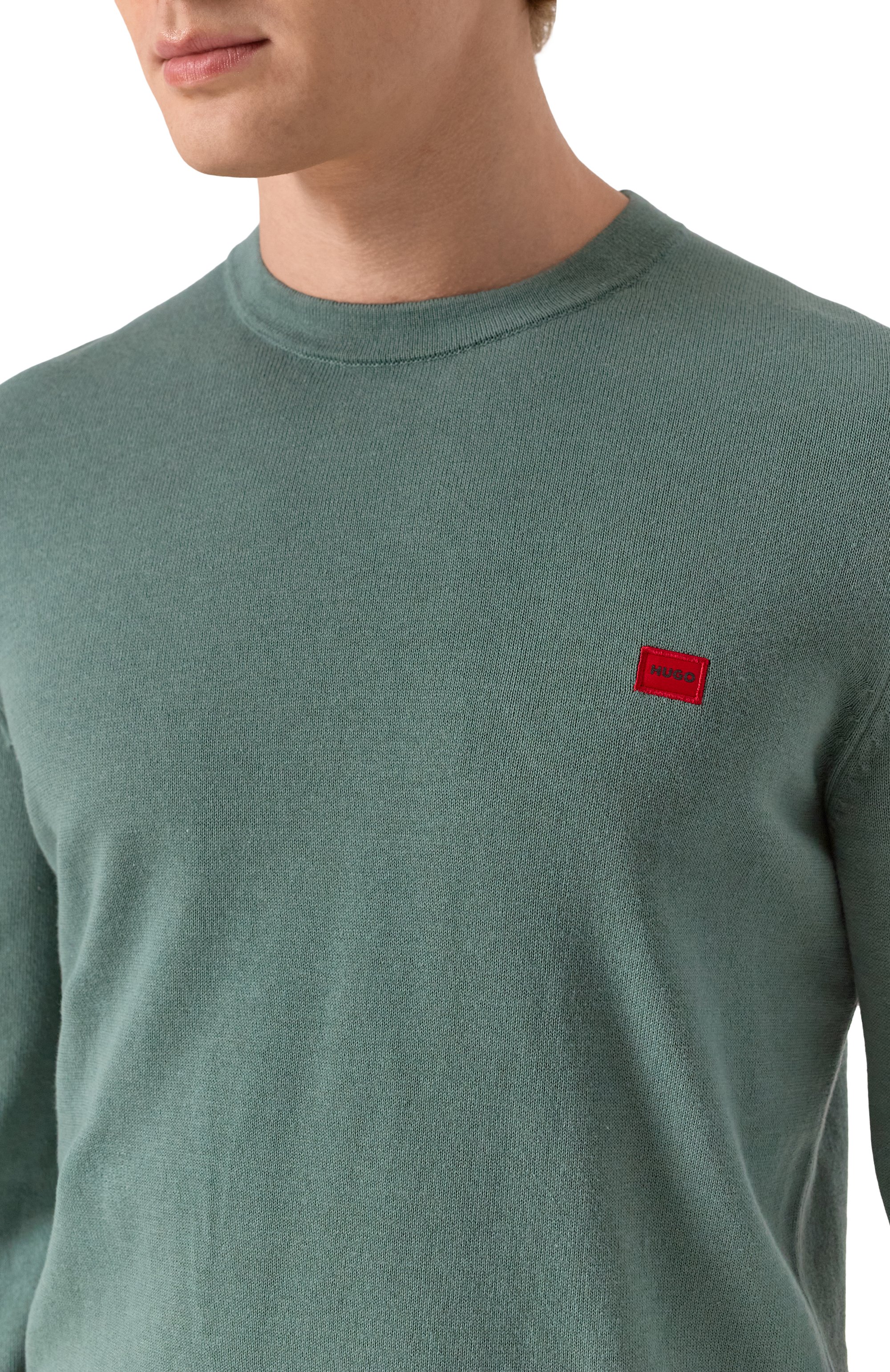 Хлопковый джемпер HUGO зеленого цвета по цене 13600 руб., арт. 50475083, фото 5 Хлопковый джемпер HUGO, арт. 50475083, фото 5