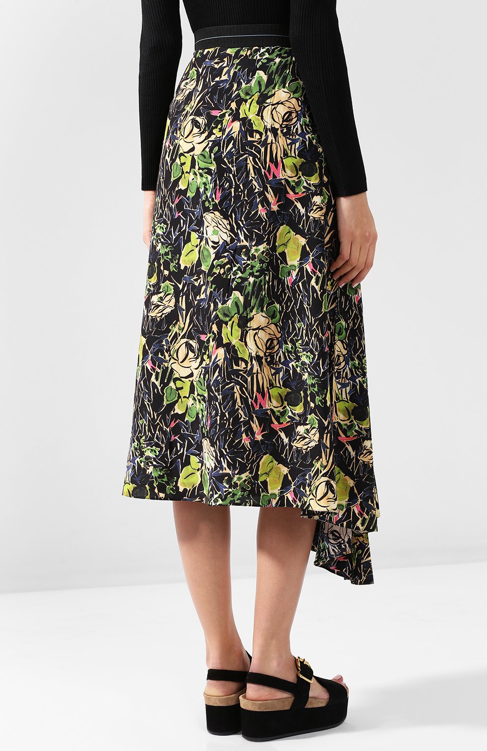 Шелковая юбка асимметричного кроя с принтом PRADA, арт. P195N-1RZM-F0002, фото 4
