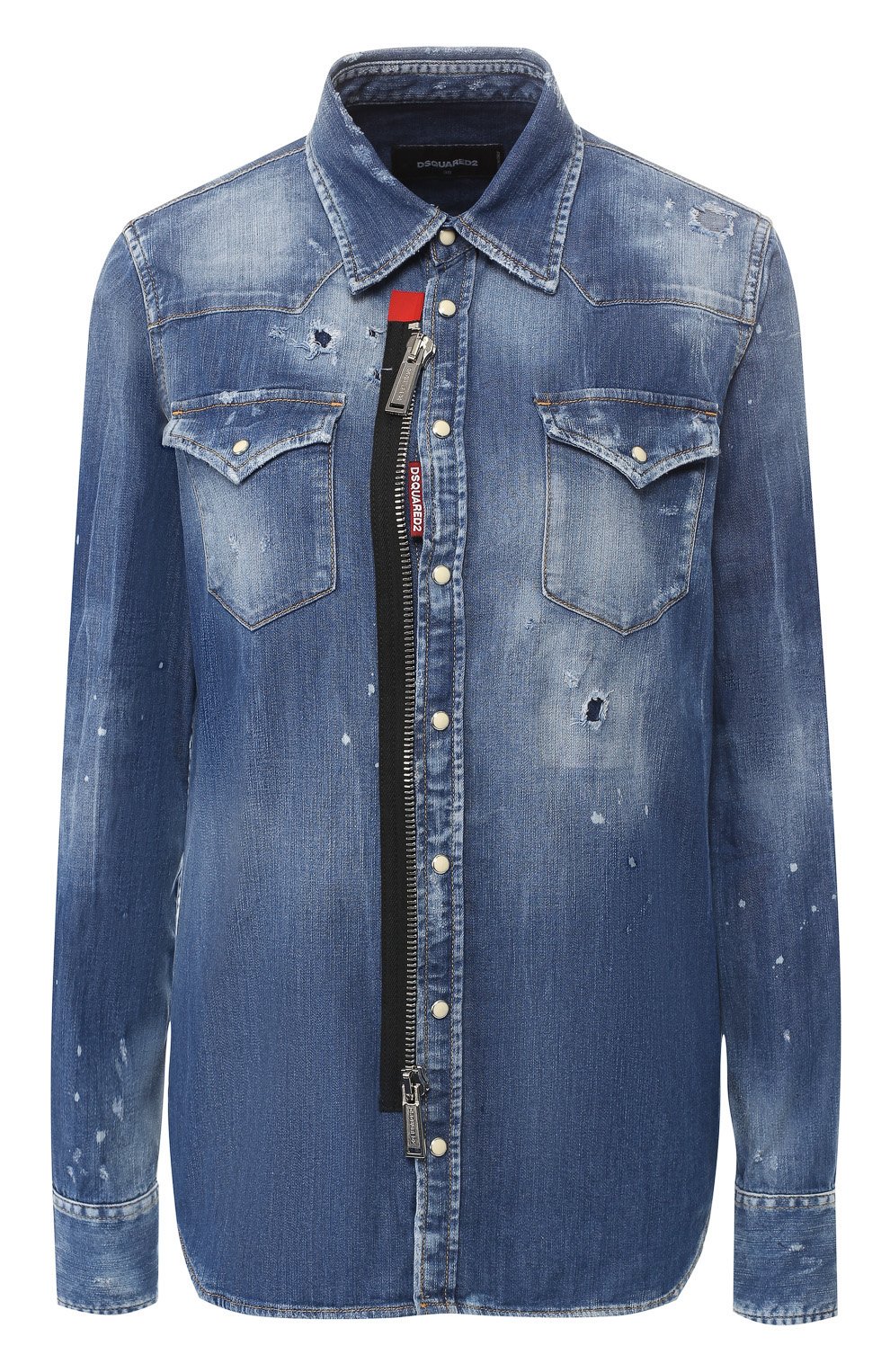 Джинсовая рубашка DSQUARED2 синего цвета по цене 44300 руб., арт. S75DL0623/S30341, фото 1 Джинсовая рубашка DSQUARED2, арт. S75DL0623/S30341, фото 1
