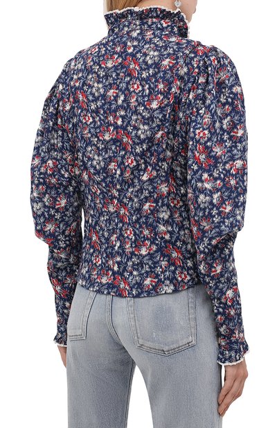 Хлопковая блузка ISABEL MARANT ETOILE темно-синего цвета по цене 39950 руб., арт. HT2123-21A024E/DARYA, фото 4 Хлопковая блузка ISABEL MARANT ETOILE, арт. HT2123-21A024E/DARYA, фото 4