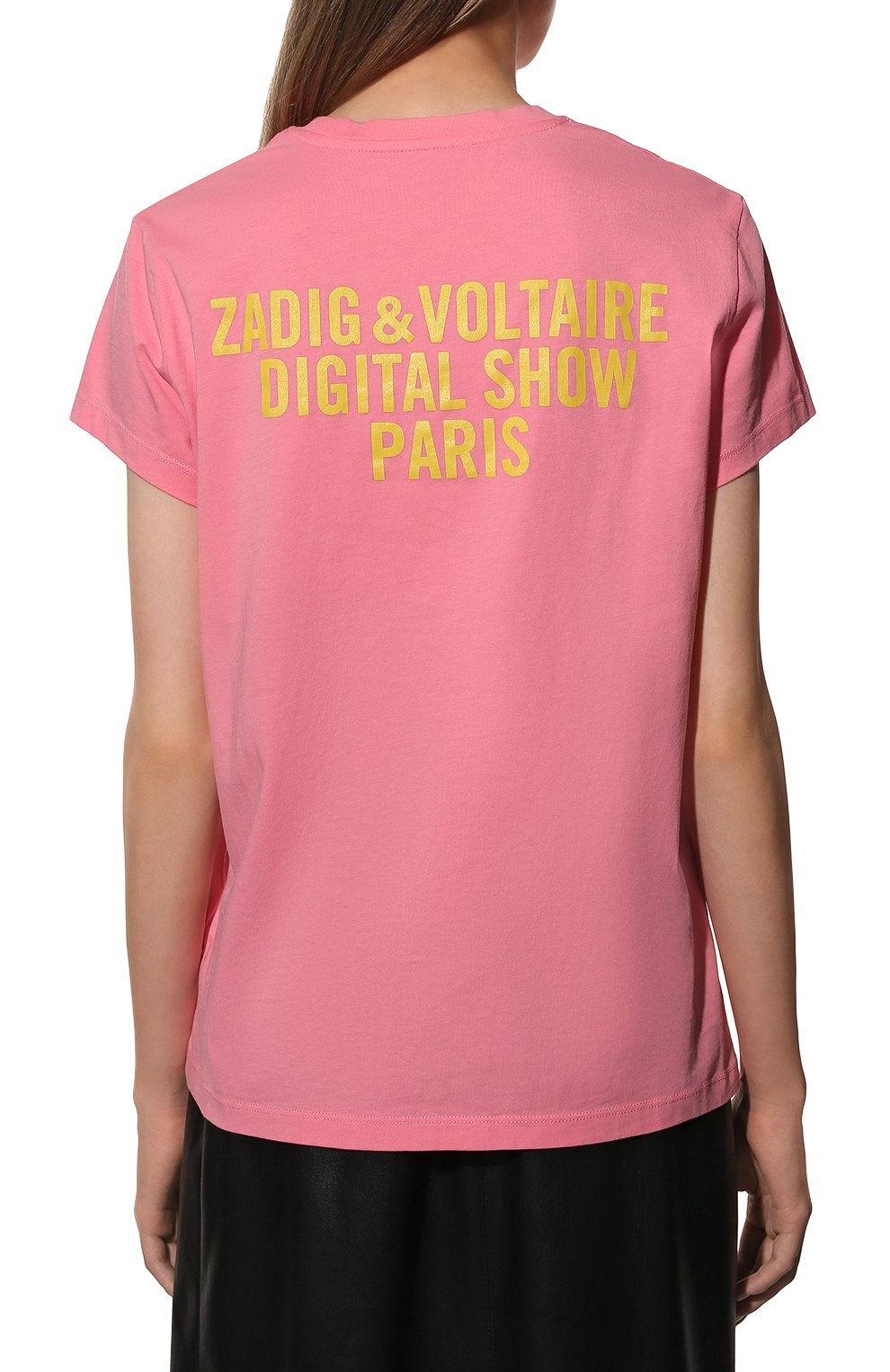 Хлопковая футболка ZADIG AND VOLTAIRE розового цвета по цене 8660 руб., арт. JWTS00013, фото 4 Хлопковая футболка ZADIG AND VOLTAIRE, арт. JWTS00013, фото 4