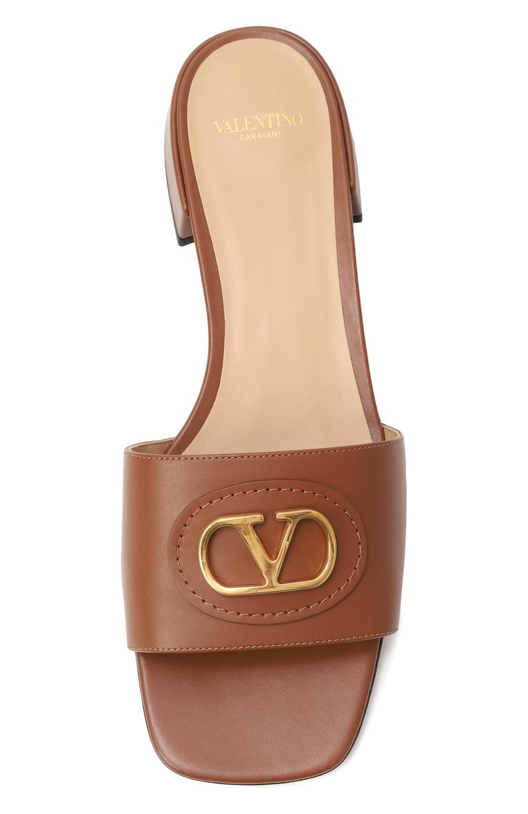 Женские кожаные шлепанцы vlogo signature VALENTINO коричневого цвета, арт. 6W2S0LT0/DSH | Фото 6 (Подошва: Плоская; Каблук высота: Низкий; Материал внутренний: Натуральная кожа; Материал внешний: Натуральная кожа; Автоматизация состава: Проставлено; Автоматизация ТО: Проставлено)