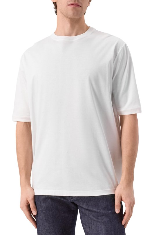 Хлопковая футболка Kiton UMC029K06R4912_5XL-8XL Белый  UMC029K06R4912_5XL-8XL Фото 3