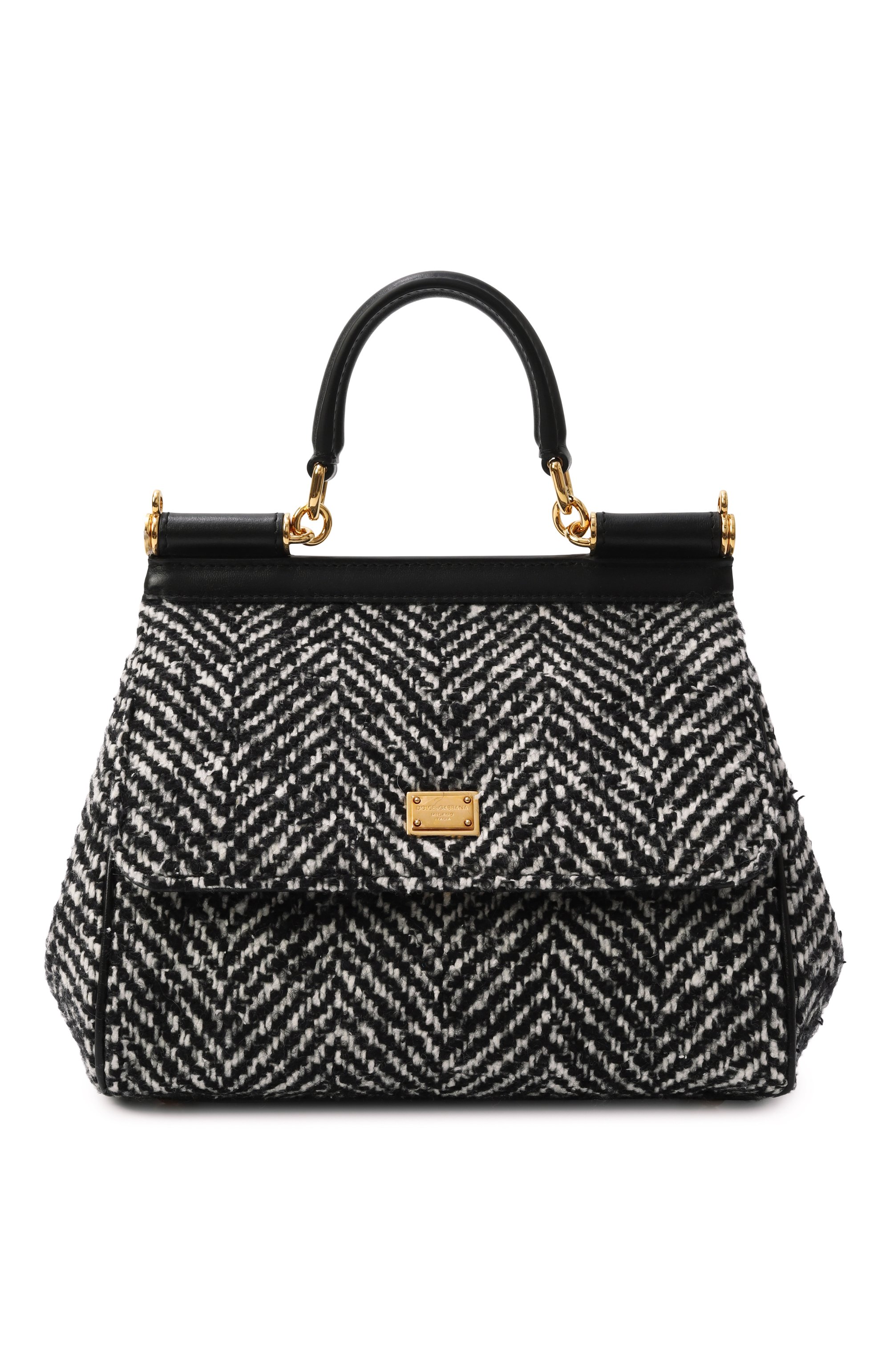 Сумка sicily medium DOLCE & GABBANA черно-белого цвета по цене 229000 руб., арт. BB6003/BH250, фото 1 Сумка sicily medium DOLCE & GABBANA, арт. BB6003/BH250, фото 1