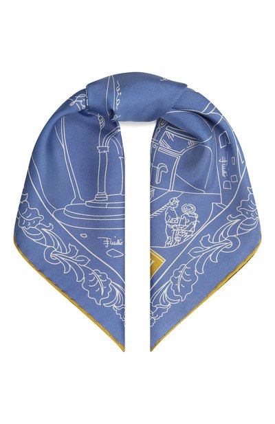 Шелковый платок EMILIO PUCCI светло-голубого цвета по цене 13400 руб., арт. 1EGB20/1ES20, фото 1 Шелковый платок EMILIO PUCCI, арт. 1EGB20/1ES20, фото 1
