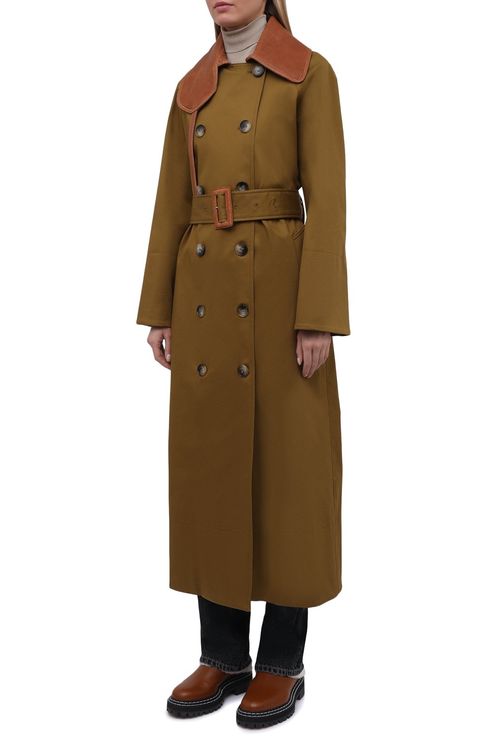Хлопковый тренч BY MALENE BIRGER хаки цвета по цене 83850 руб., арт. Q70691002/MARILLASE, фото 3 Хлопковый тренч BY MALENE BIRGER, арт. Q70691002/MARILLASE, фото 3