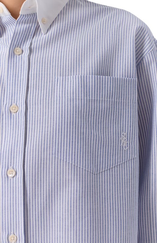 Хлопковая рубашка Sporty and Rich SI02762302ST09 Голубой  SI02762302ST09 Фото 5