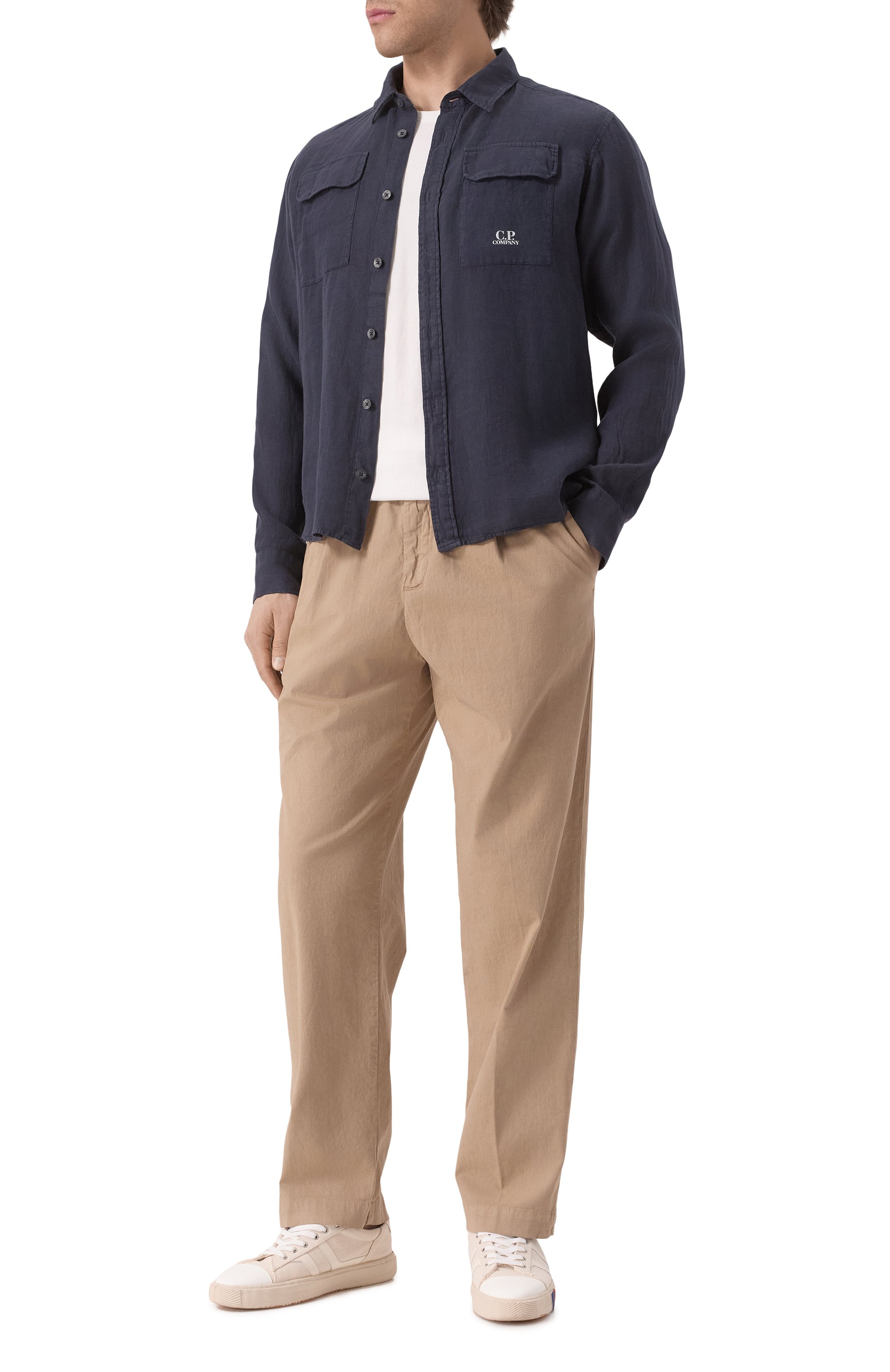 Льняная рубашка C.P. COMPANY темно-синего цвета по цене 31000 руб., арт. 18CMSH250A005415G, фото 2 Льняная рубашка C.P. COMPANY, арт. 18CMSH250A005415G, фото 2