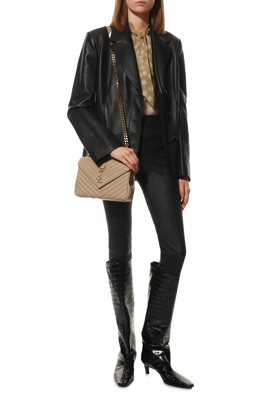 Сумка college medium SAINT LAURENT светло-бежевого цвета по цене 339500 руб., арт. 600279/BRM07, фото 3 Сумка college medium SAINT LAURENT, арт. 600279/BRM07, фото 3