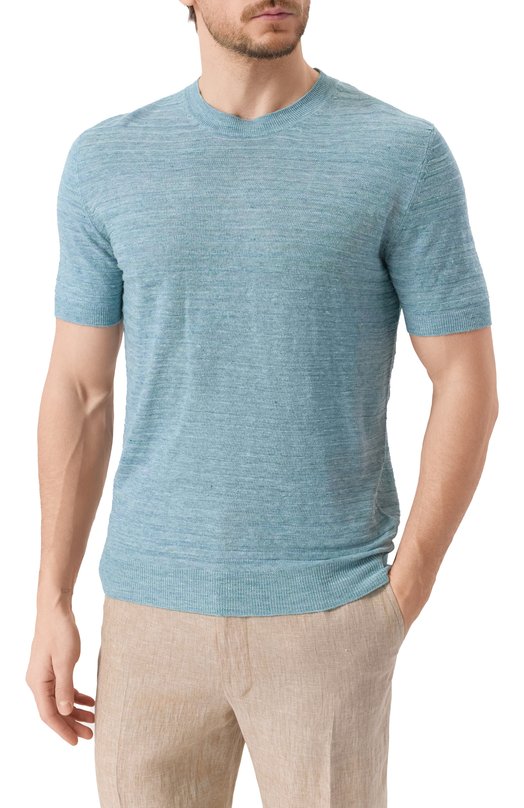 Джемпер изо льна и шелка Corneliani 25M565-2525114 Голубой  25M565-2525114 Фото 3