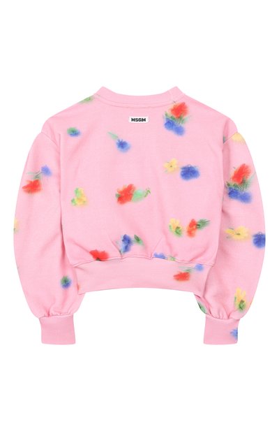 Хлопковый свитшот MSGM KIDS розового цвета по цене 15600 руб., арт. S6MSJGSW281, фото 2 Хлопковый свитшот MSGM KIDS, арт. S6MSJGSW281, фото 2