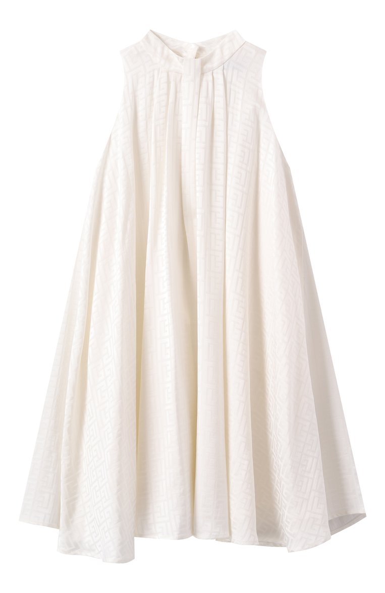 Детское платье из вискозы BALMAIN молочного цвета, арт. BW1D62 | Фото 1 (М�атериал внешний: Вискоза; Материал подклада: Купро; Рукава: Без рукавов; Девочки Кросс-КТ: Платье-одежда; Случай: Формальный; Ростовка одежда: 12 лет | 152 см, 13 - 15 лет | 158 см, 16 лет | 164 см, 8 лет | 128 см, 10 - 11 лет | 140 - 146см)