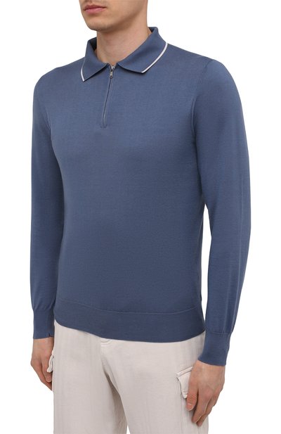 Поло из хлопка и кашемира FIORONI синего цвета по цене 79200 руб., арт. MK22609C2, фото 3 Поло из хлопка и кашемира FIORONI, арт. MK22609C2, фото 3