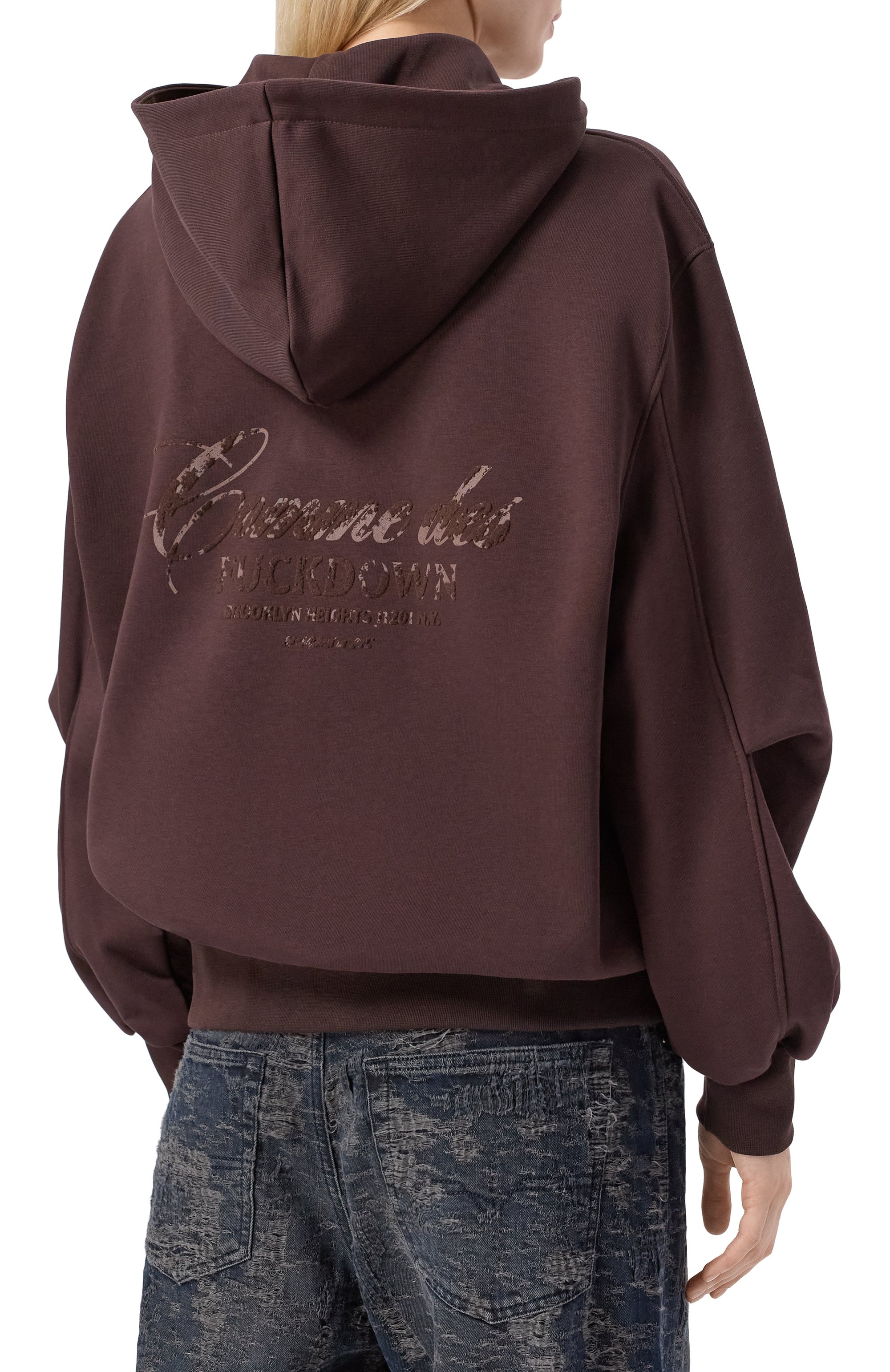 Хлопковая толстовка COMME DES FUCKDOWN темно-коричневого цвета по цене 19200 руб., арт. CFABW01393, фото 4 Хлопковая толстовка COMME DES FUCKDOWN, арт. CFABW01393, фото 4