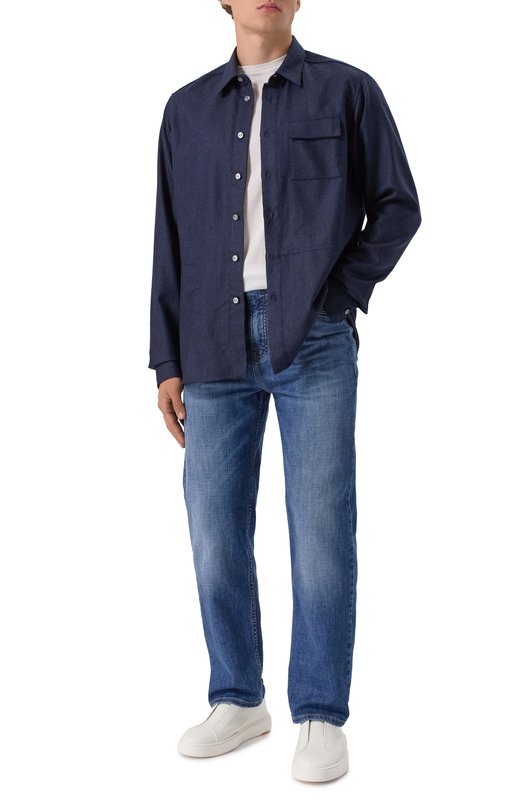 Шерстяная рубашка Kiton UMCBUBAK0167G01 Синий  UMCBUBAK0167G01 Фото 2