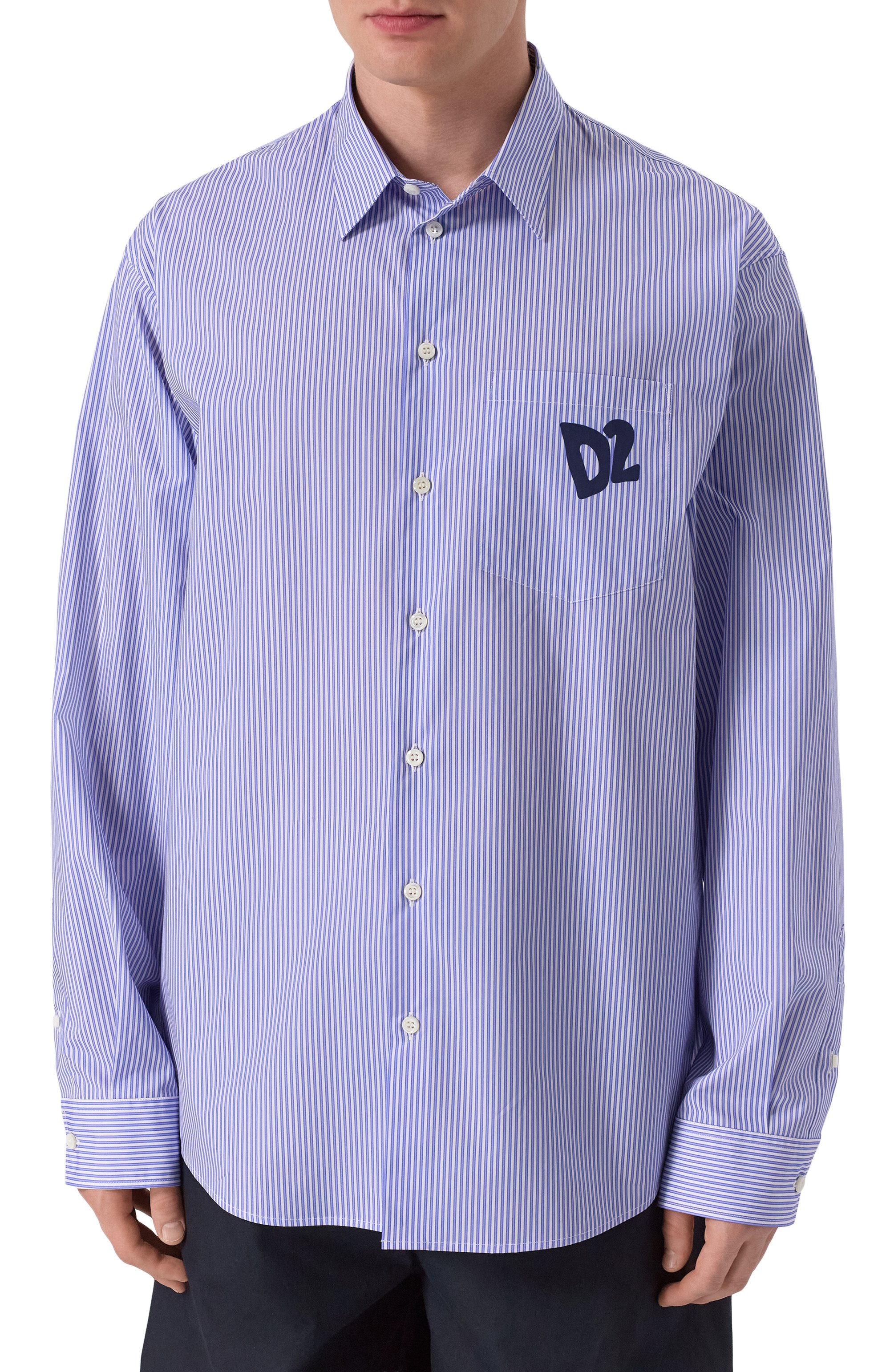 Хлопковая рубашка DSQUARED2 голубого цвета по цене 78600 руб., арт. S78DM0043/D35285, фото 3 Хлопковая рубашка DSQUARED2, арт. S78DM0043/D35285, фото 3